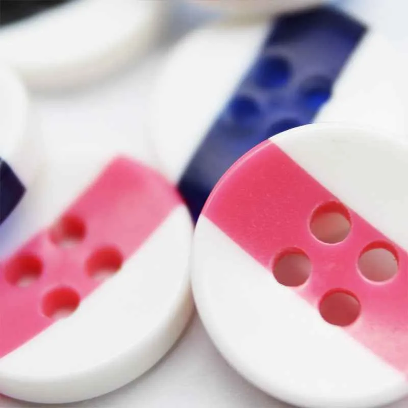 10/11.5/12mm Dual-Tone Round 4-Hole Resin Buttons 100pcs
