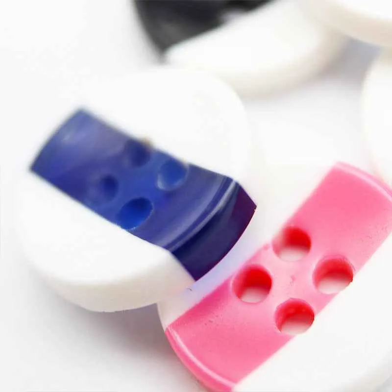 10/11.5/12mm Dual-Tone Round 4-Hole Resin Buttons 100pcs