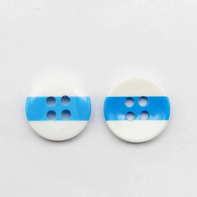 10/11.5/12mm Dual-Tone Round 4-Hole Resin Buttons 100pcs