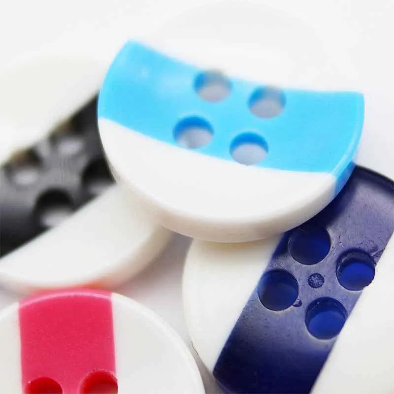 10/11.5/12mm Dual-Tone Round 4-Hole Resin Buttons 100pcs