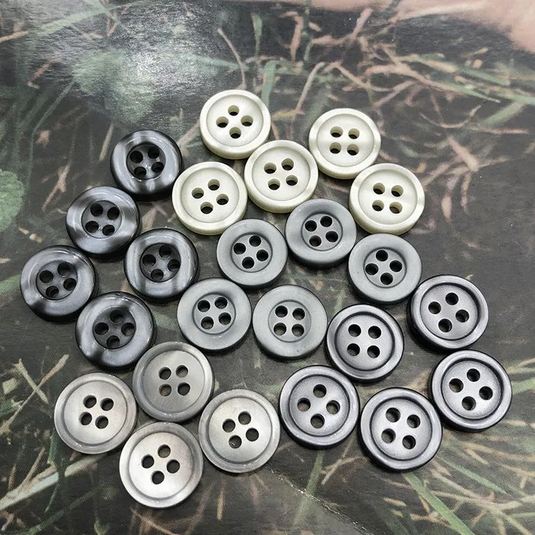 11.5mm Grey Resin Round Shirt Buttons with 4 Holes 100pcs
