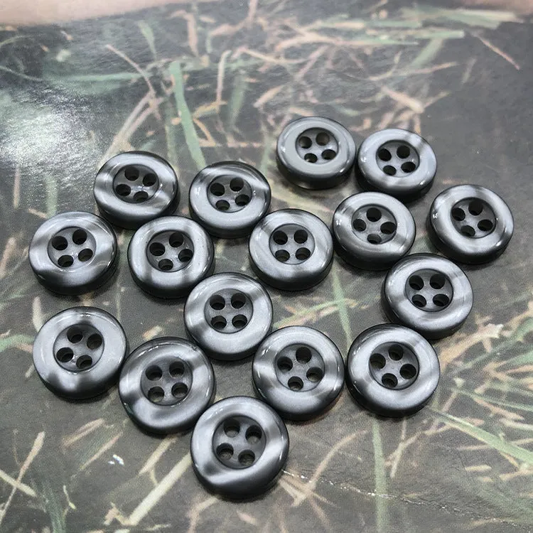 11.5mm Grey Resin Round Shirt Buttons with 4 Holes 100pcs