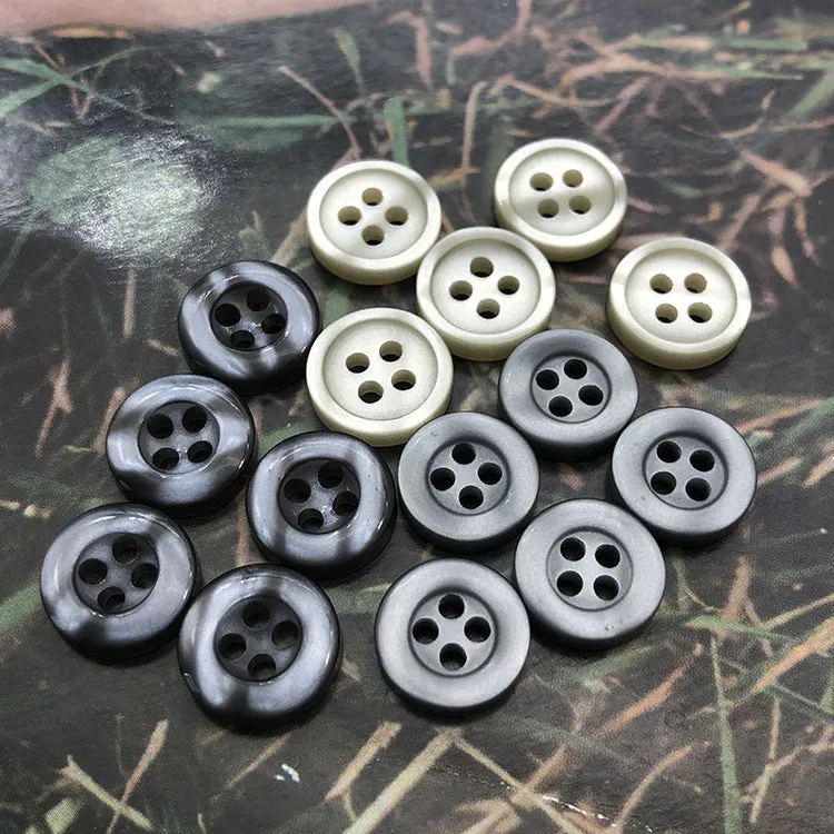 11.5mm Grey Resin Round Shirt Buttons with 4 Holes 100pcs