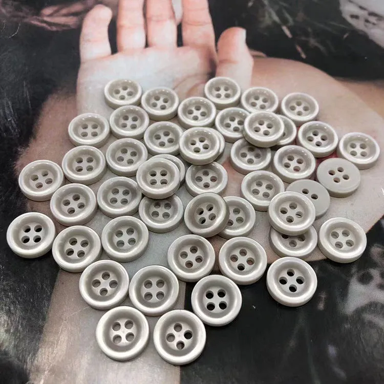 11.5mm Grey Resin Round Shirt Buttons with 4 Holes 100pcs