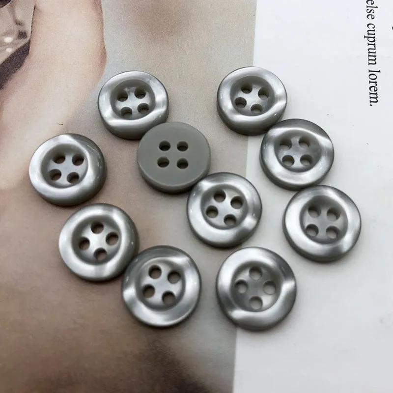 11.5mm Grey Resin Round Shirt Buttons with 4 Holes 100pcs