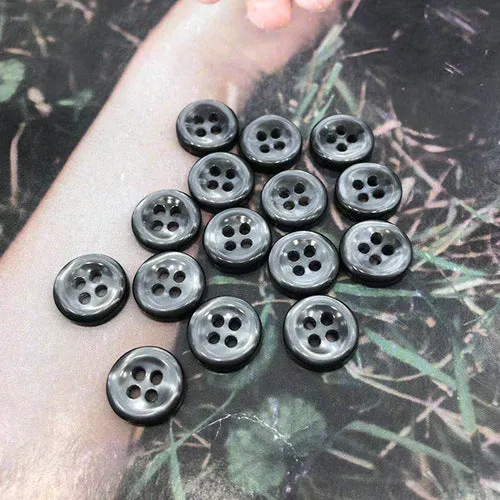 11.5mm Grey Resin Round Shirt Buttons with 4 Holes 100pcs