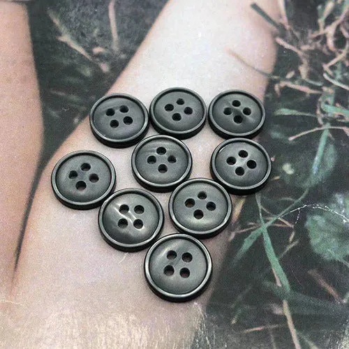11.5mm Grey Resin Round Shirt Buttons with 4 Holes 100pcs
