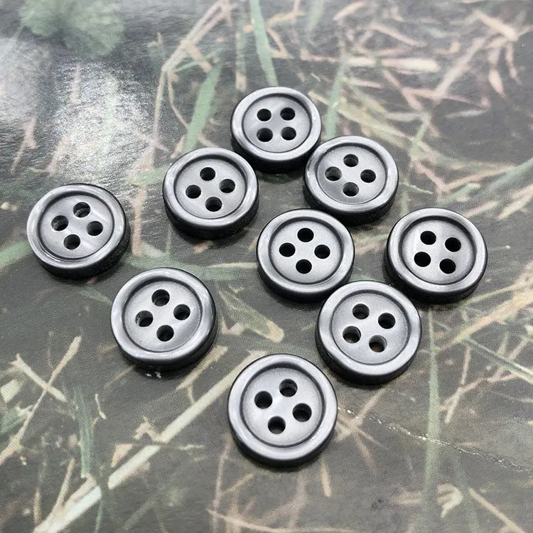 11.5mm Grey Resin Round Shirt Buttons with 4 Holes 100pcs
