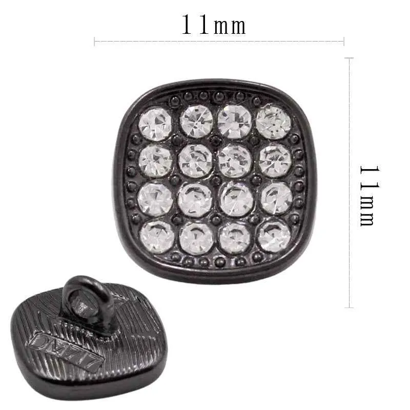 11mm Square Metal Rhinestone Shank Buttons for Sewing & Crafts 20pcs