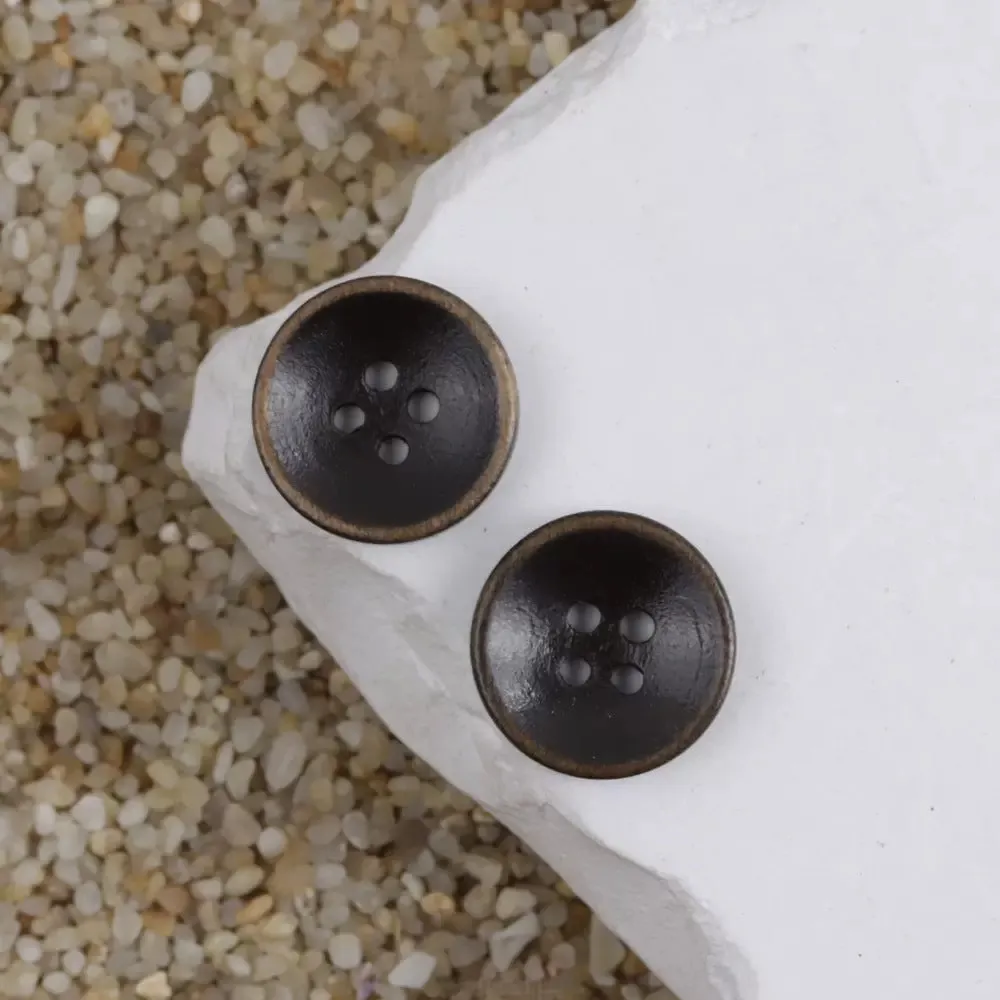 12.5/15mm Vintage Burnt Edge Bowl Shaped Wood Buttons for Cotton Linen Blouses 100pcs