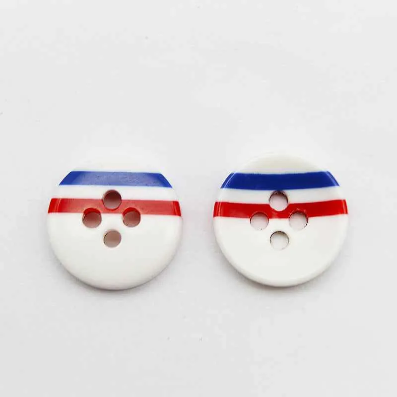 12mm Color Block Round 4-Hole Resin Buttons 100pcs