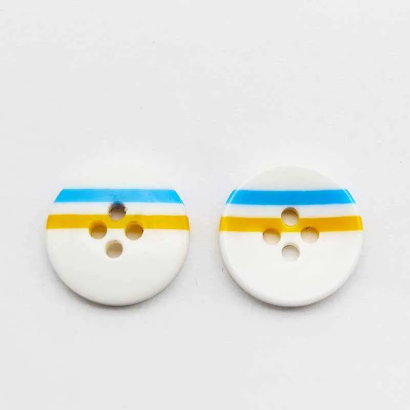 12mm Color Block Round 4-Hole Resin Buttons 100pcs
