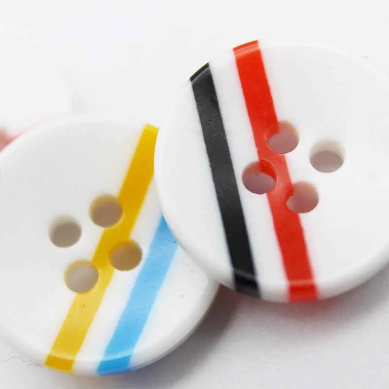 12mm Color Block Round 4-Hole Resin Buttons 100pcs