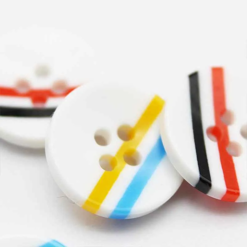 12mm Color Block Round 4-Hole Resin Buttons 100pcs