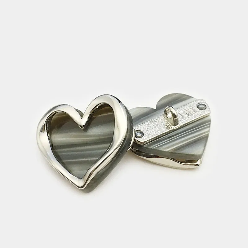 12mm Heart-Shaped Resin Metal Decorative Buttons 12pcs