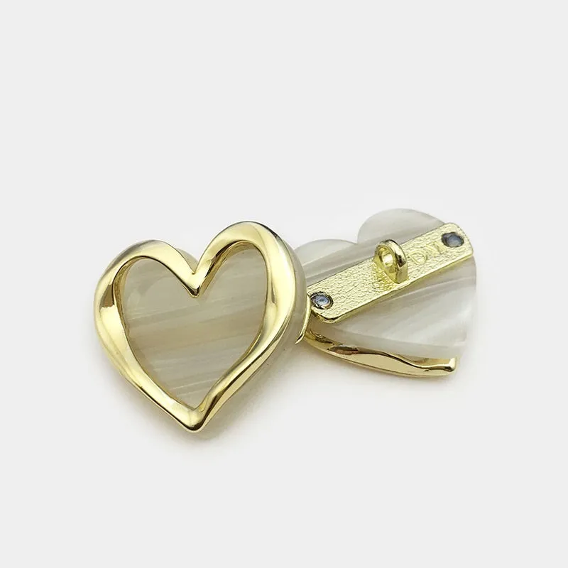 12mm Heart-Shaped Resin Metal Decorative Buttons 12pcs