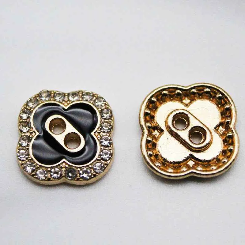 12mm Retro Clover Square 2-Hole Shirt Decorative Metal Buttons 20pcs
