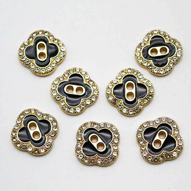 12mm Retro Clover Square 2-Hole Shirt Decorative Metal Buttons 20pcs