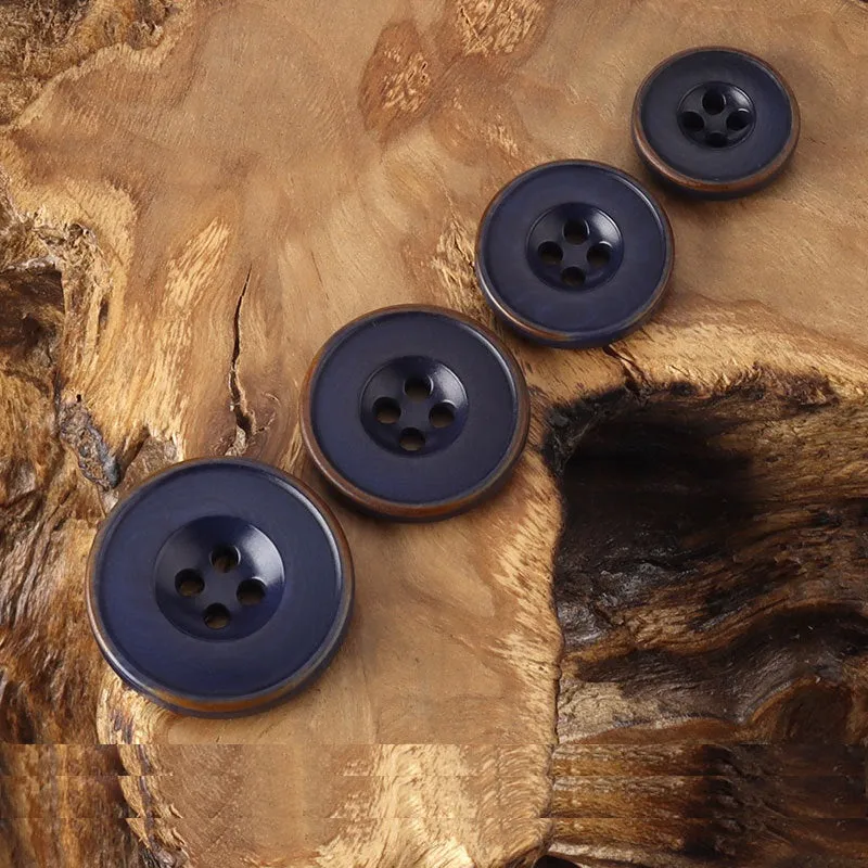 15-22.5mm Round 4 Hole White Black Dark Blue Burned Edge Vintage Palm Tree Fruit Buttons
