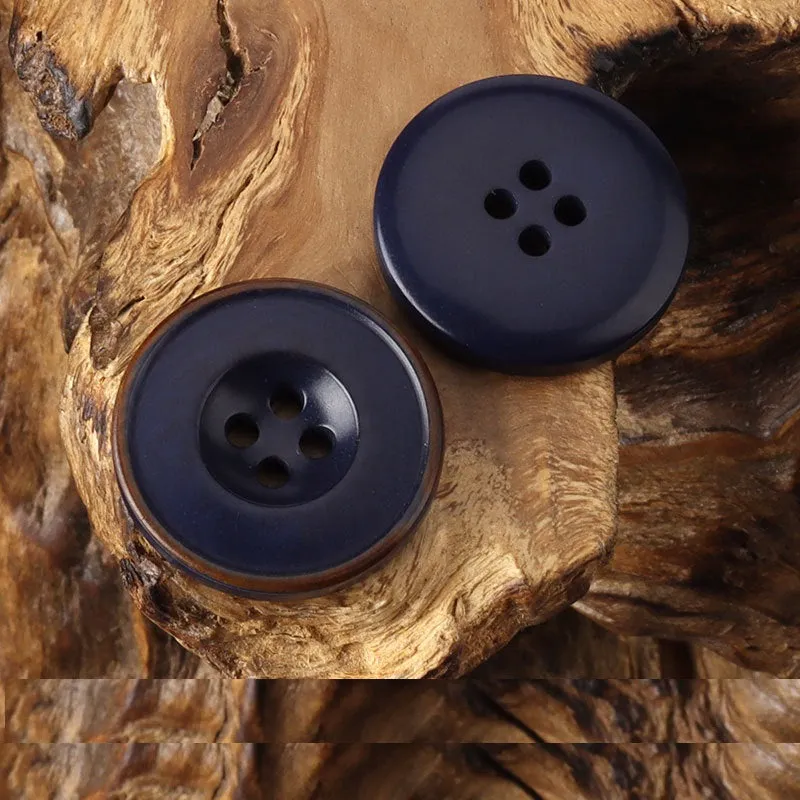 15-22.5mm Round 4 Hole White Black Dark Blue Burned Edge Vintage Palm Tree Fruit Buttons