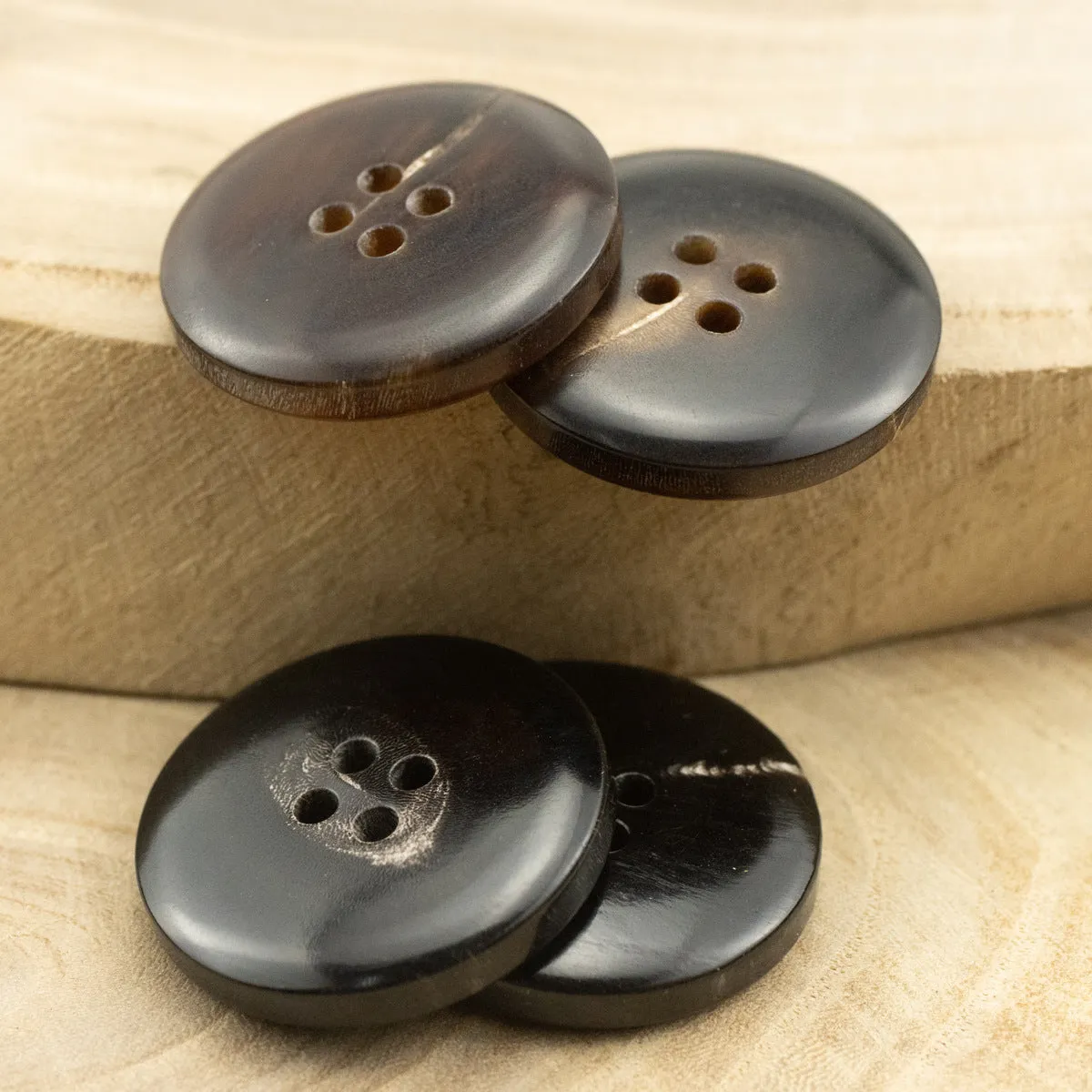 15-25mm Vintage Dark Coffee Black Genuine Horn Buttons 10pcs