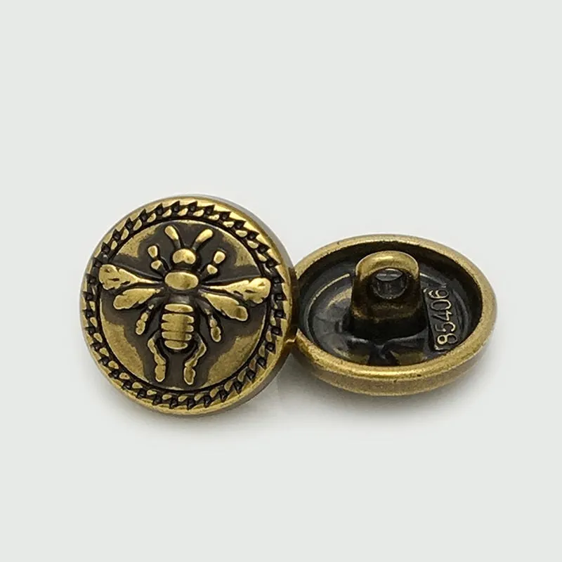 15/20mm Antique Gold Silver Bee Round Metal Buttons 20PCS