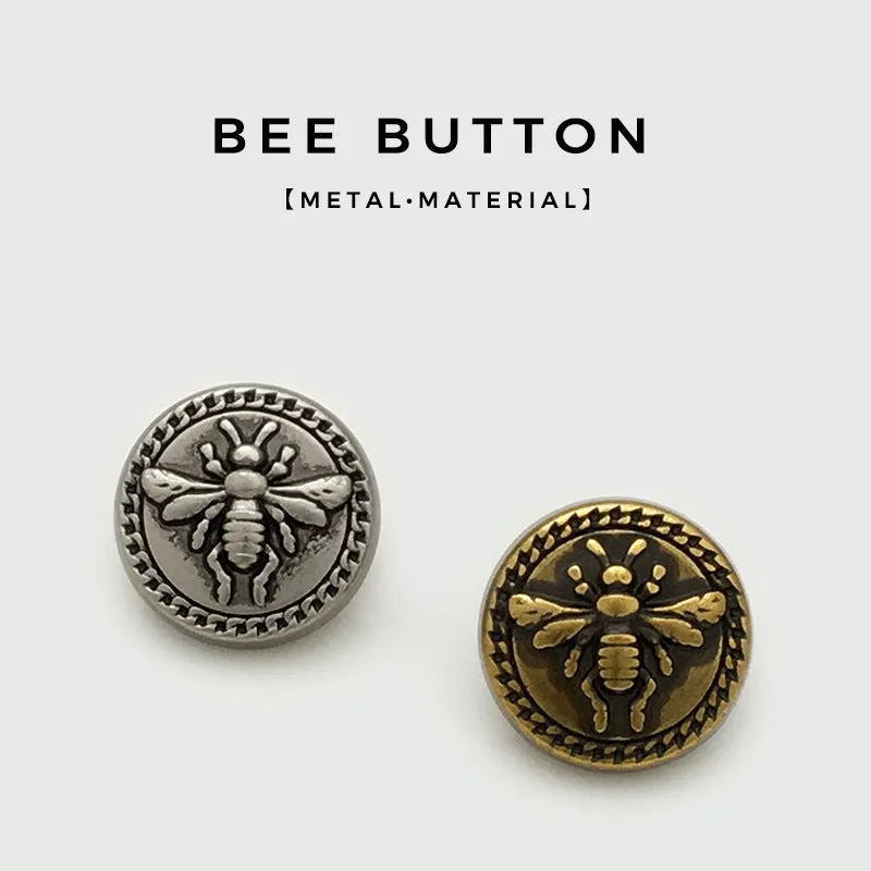 15/20mm Antique Gold Silver Bee Round Metal Buttons 20PCS