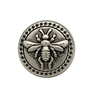 15/20mm Antique Gold Silver Bee Round Metal Buttons 20PCS
