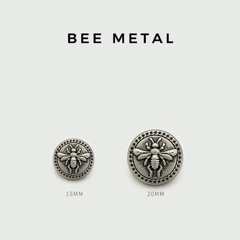 15/20mm Antique Gold Silver Bee Round Metal Buttons 20PCS