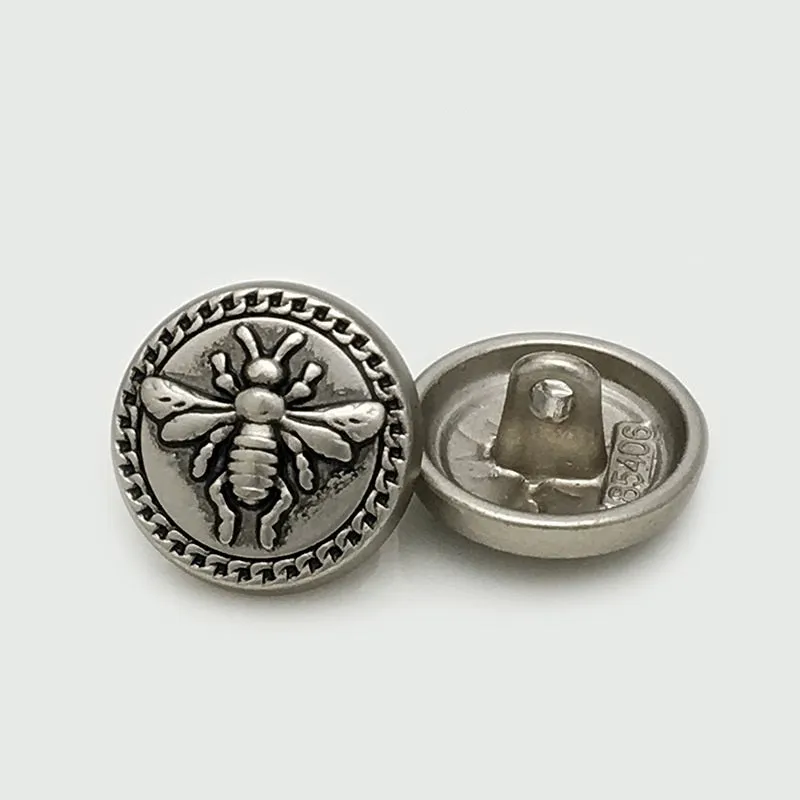 15/20mm Antique Gold Silver Bee Round Metal Buttons 20PCS