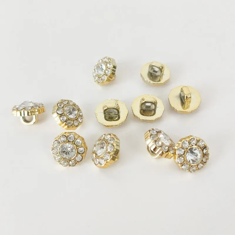 16L Gold Plastic Diamond Shank Buttons for Shirts 50pcs