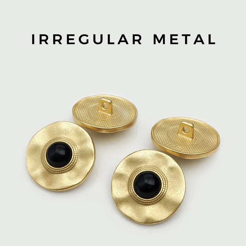 17.5/22.5mm Black Pearl Irregular Round Gold Metal Buttons 12pcs
