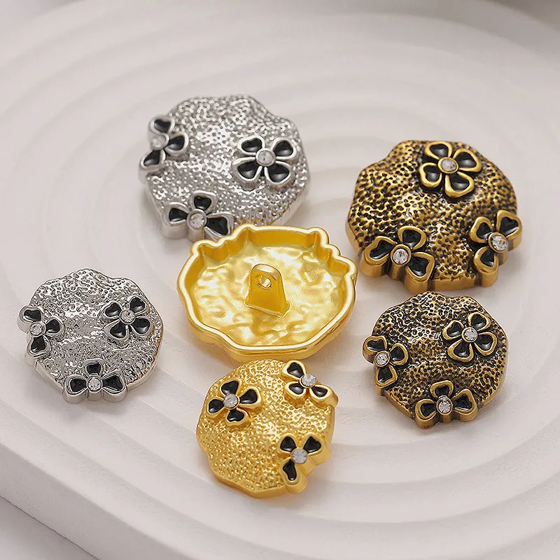 18-23mm Butterfly Ripple Diamonds Floral Metal Sewing Button 6pcs