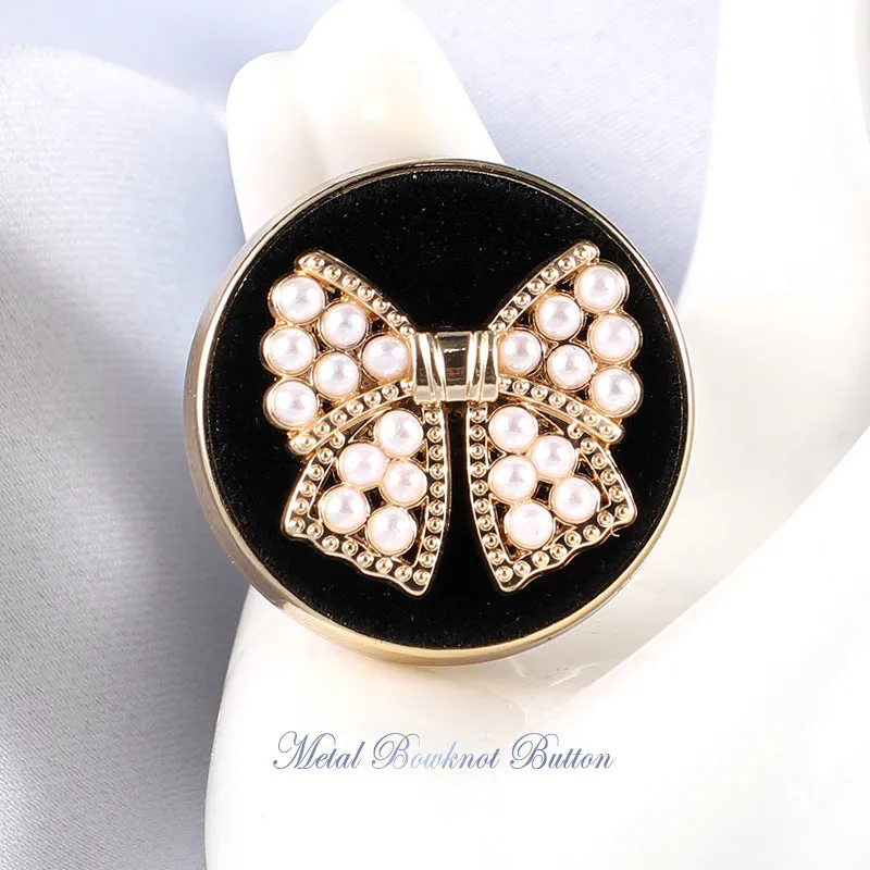 18-25mm Pearl Bowknot Metal Shank Buttons 10pcs