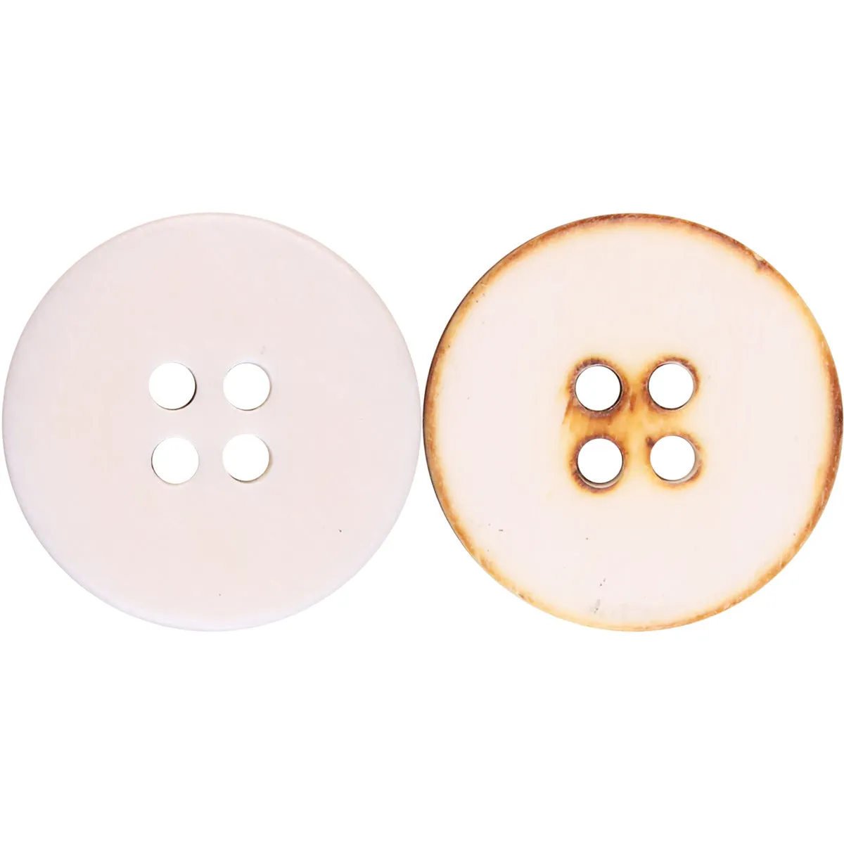 18-40L White Burnished Double-Flat Bovine Bone Buttons 30 Pack