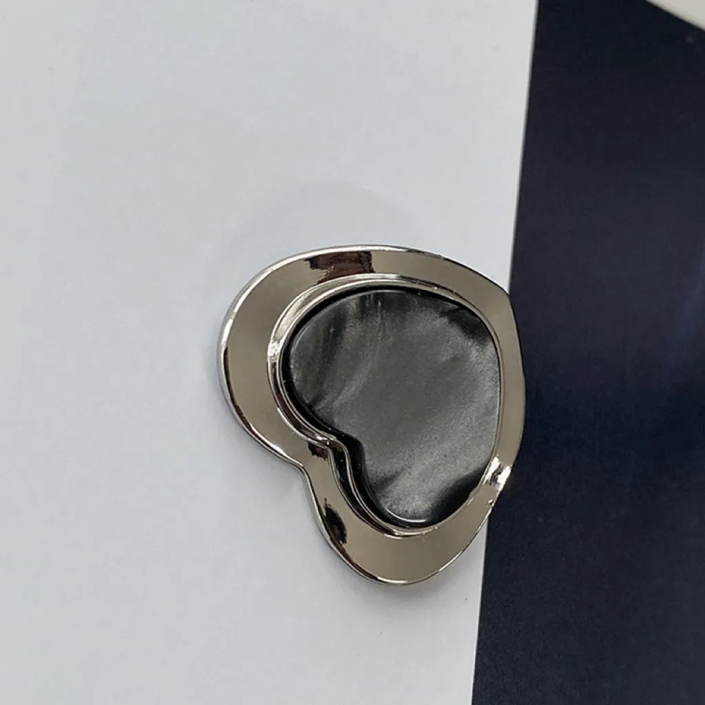 18/25mm Pearlized Gold Silver Black Heart-Shaped Resin Alloy Buttons 50pcs