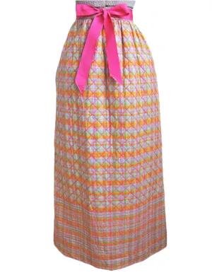 1960s Maxi Skirt Quilted Madras Plaid