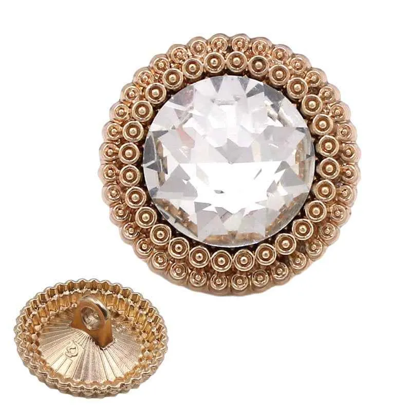 19mm/22mm Round Glass Rhinestone Metal Buttons 40 Pack(4 Colors)