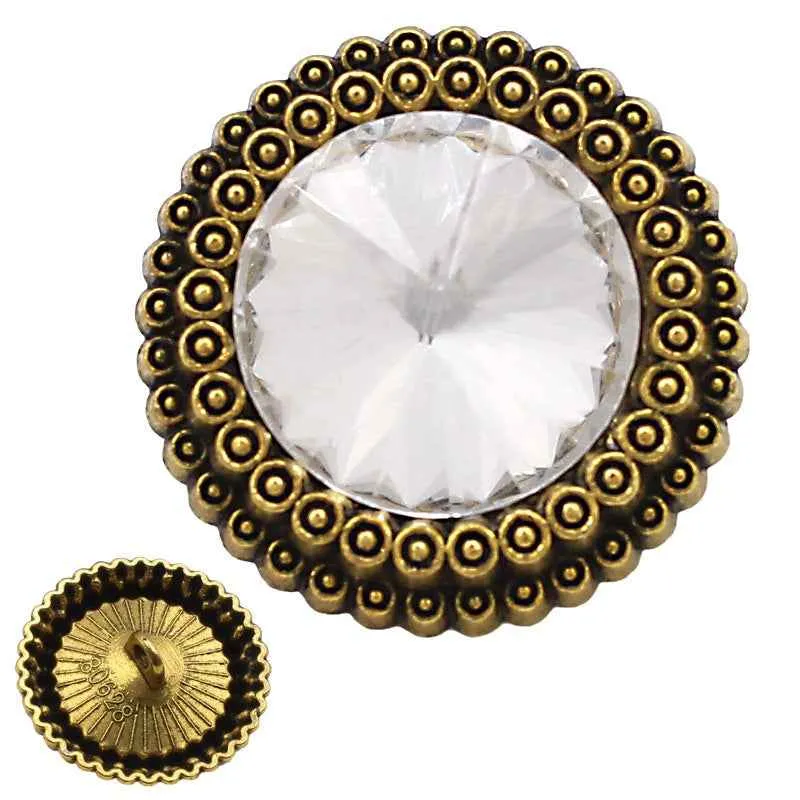 19mm/22mm Round Glass Rhinestone Metal Buttons 40 Pack(4 Colors)