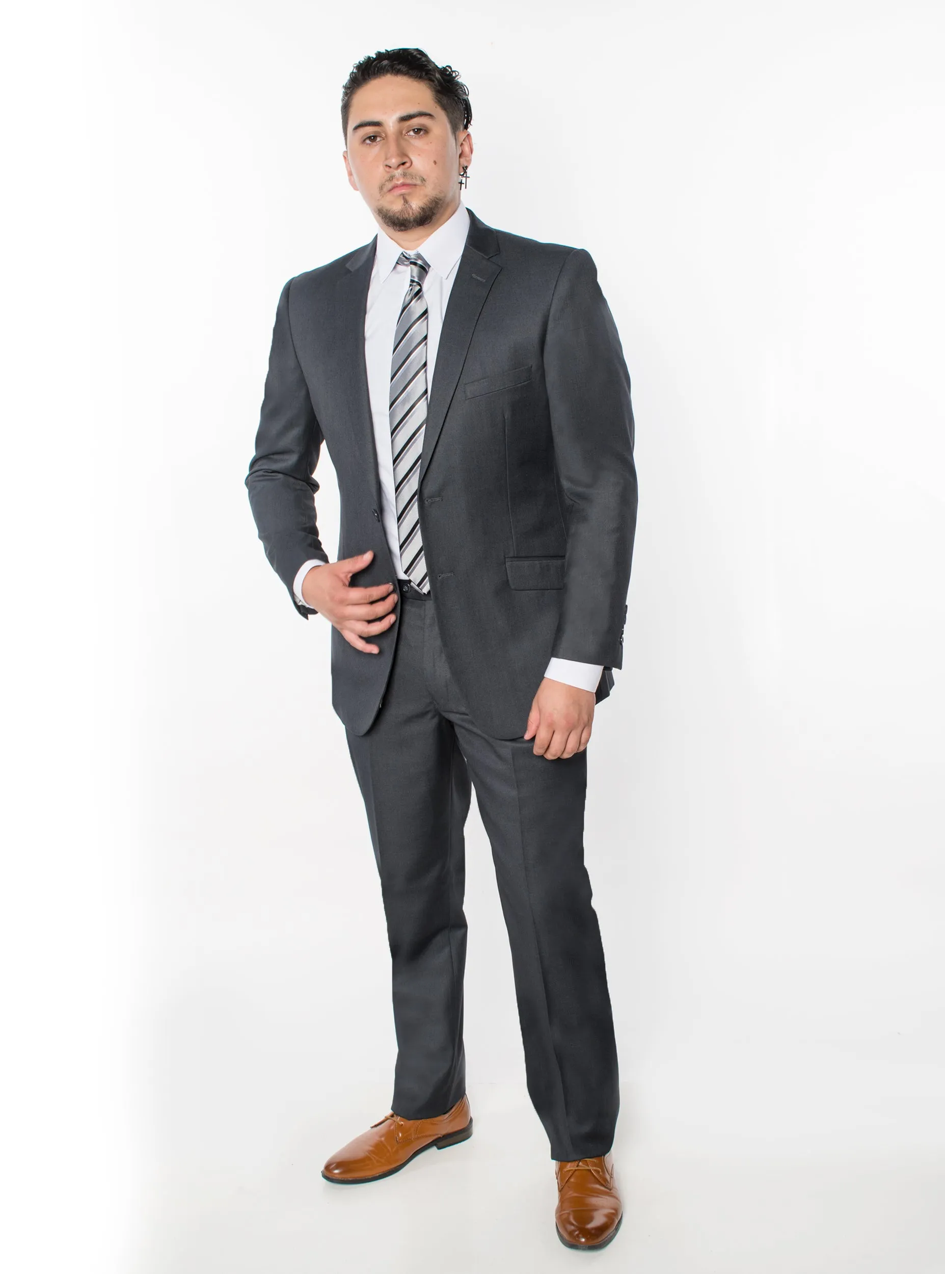 2 Piece Slim Fit Single Breasted Suits - Charcoal (2N874505)