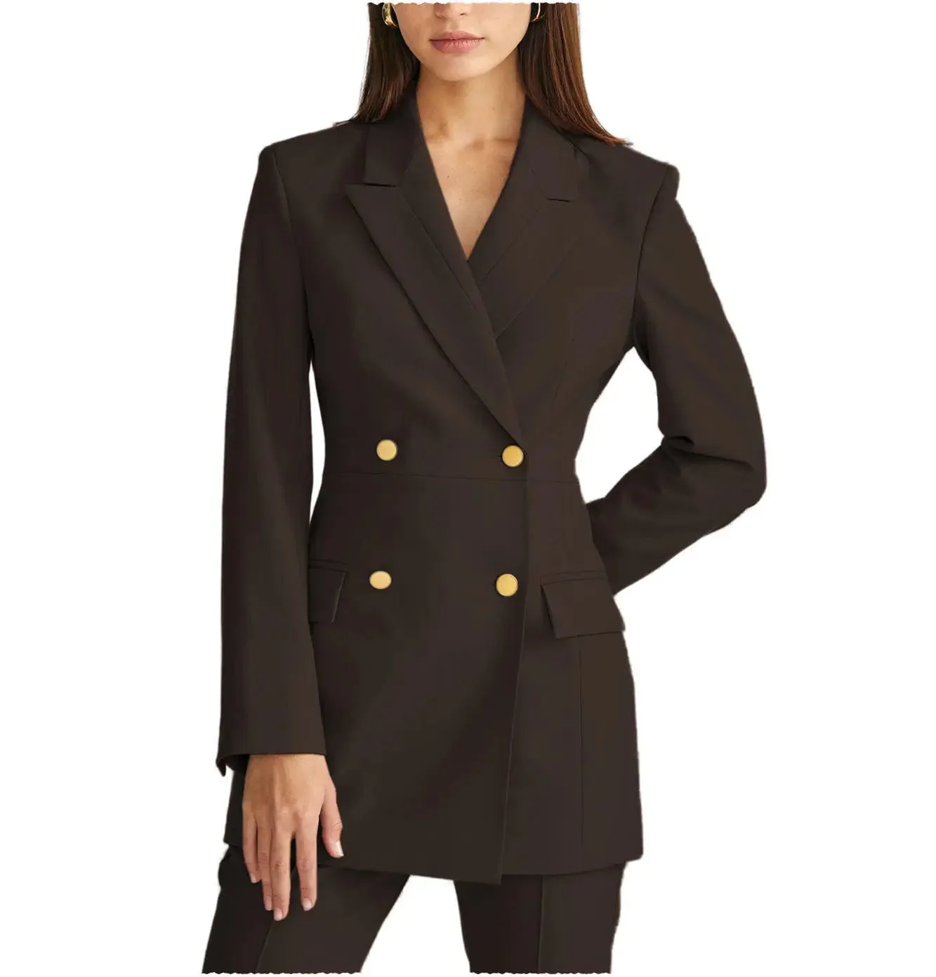 2 Pieces Double Breasted Peak Lapel Women Suit (Blazer Pants）