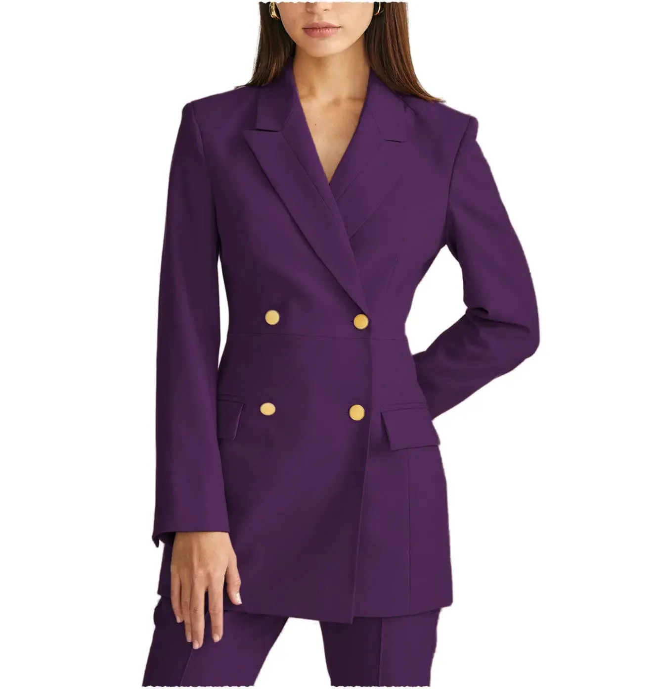 2 Pieces Double Breasted Peak Lapel Women Suit (Blazer Pants）