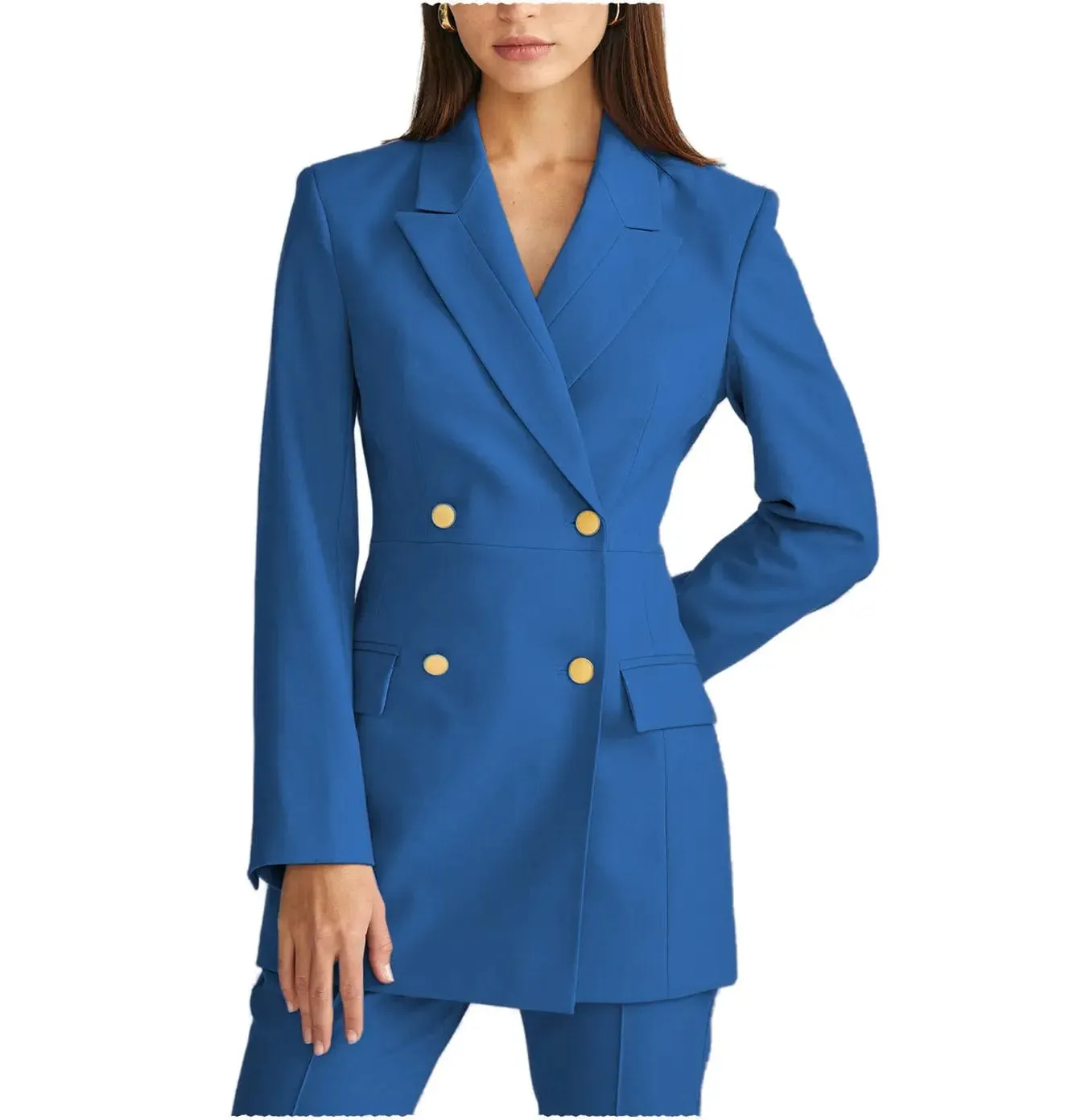 2 Pieces Double Breasted Peak Lapel Women Suit (Blazer Pants）