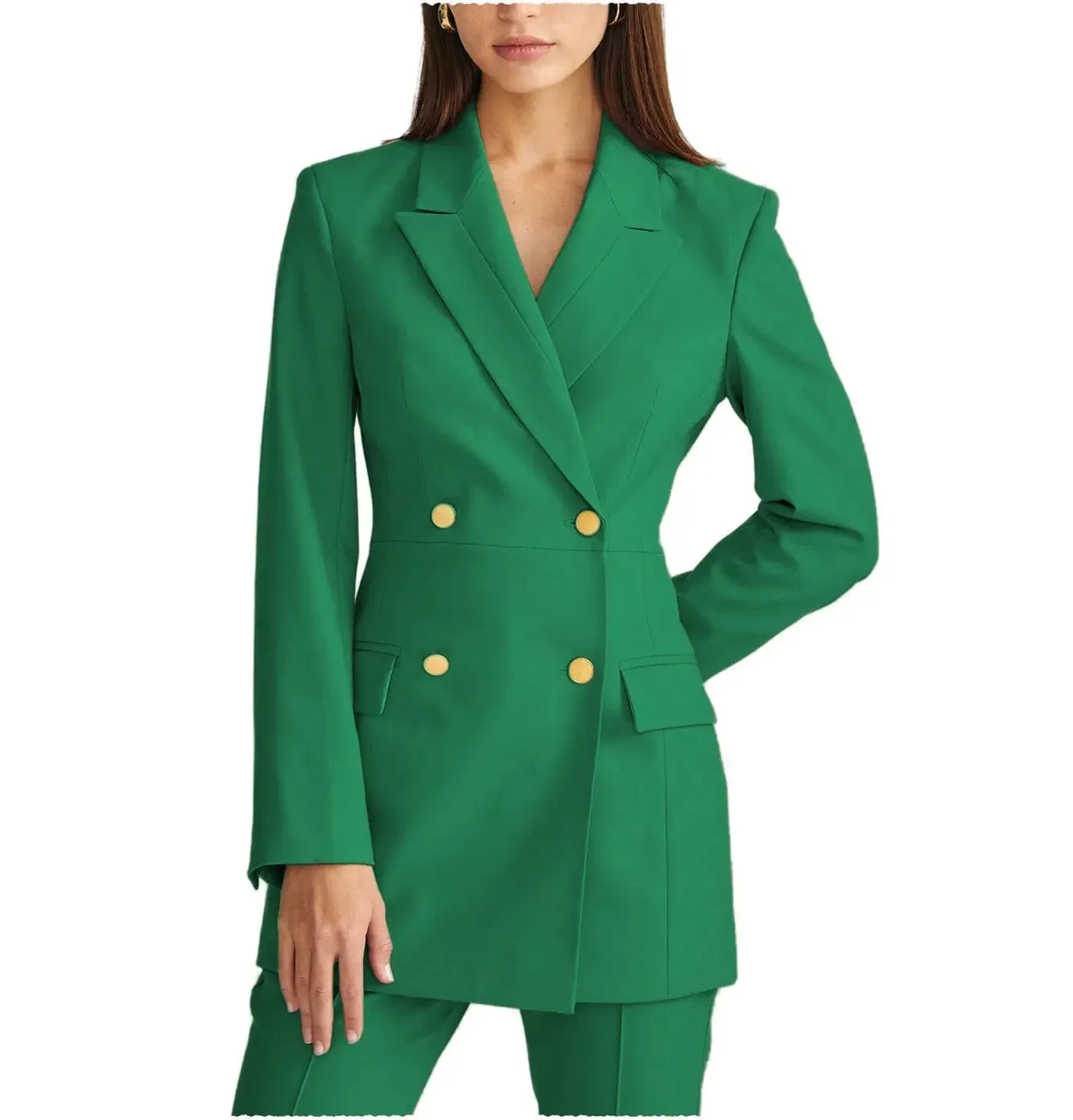 2 Pieces Double Breasted Peak Lapel Women Suit (Blazer Pants）