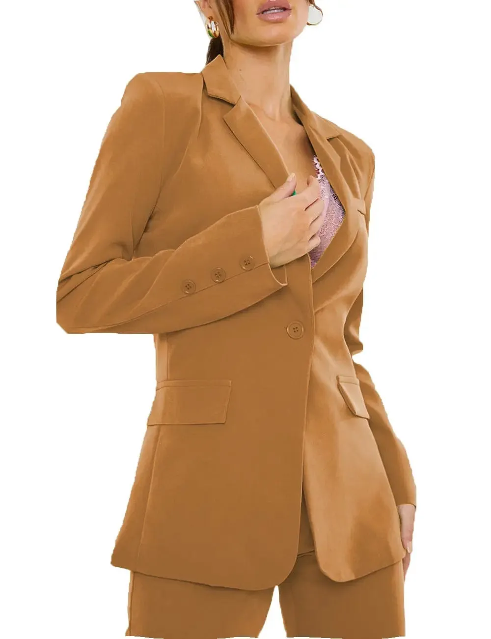 2 Pieces Side Vent Women Suit Single Buttons Notch Lapel