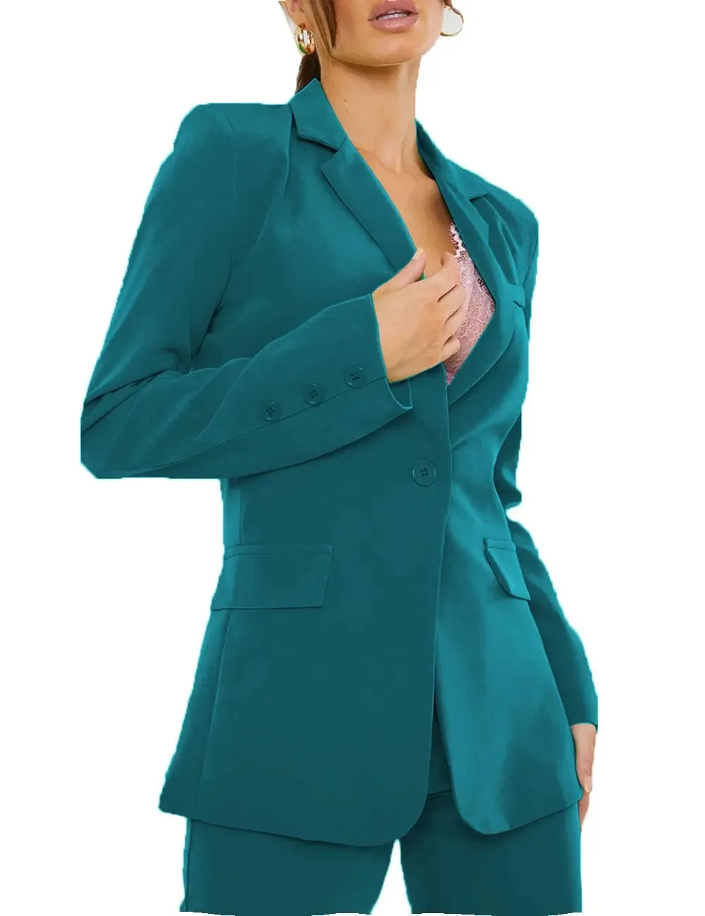 2 Pieces Side Vent Women Suit Single Buttons Notch Lapel