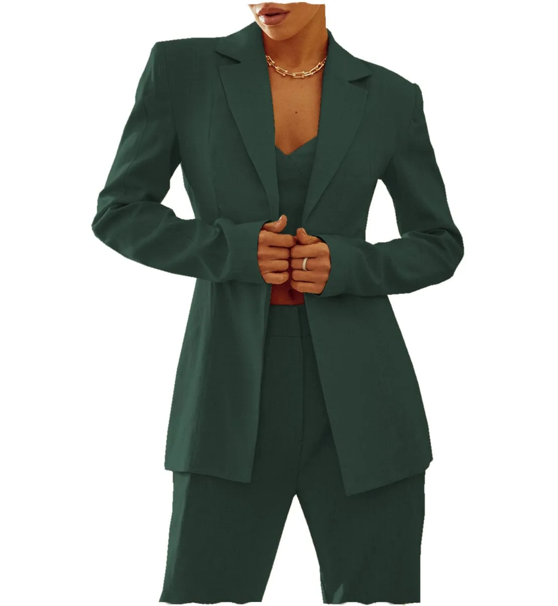 2 Pieces Single Buttons Notch Lapel Casual Slim Fit Women Suit