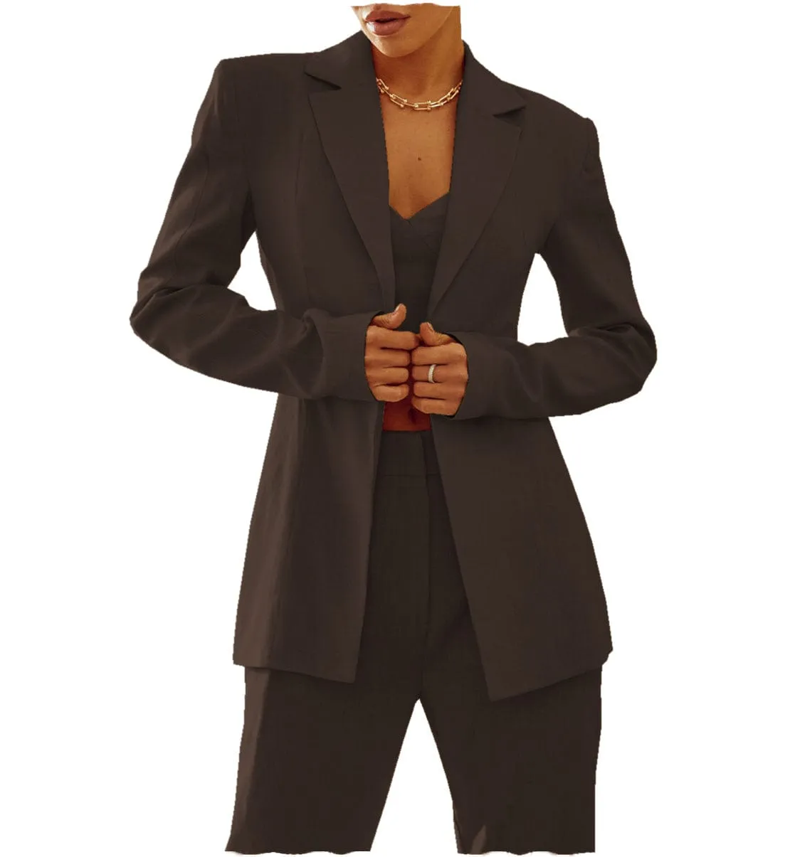 2 Pieces Single Buttons Notch Lapel Casual Slim Fit Women Suit