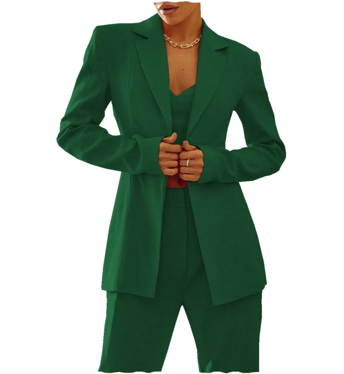 2 Pieces Single Buttons Notch Lapel Casual Slim Fit Women Suit