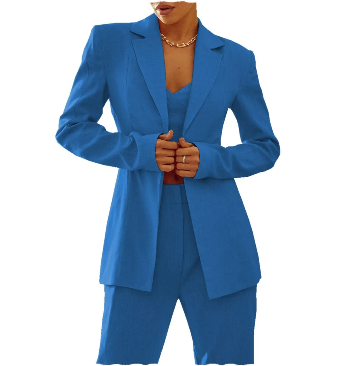 2 Pieces Single Buttons Notch Lapel Casual Slim Fit Women Suit